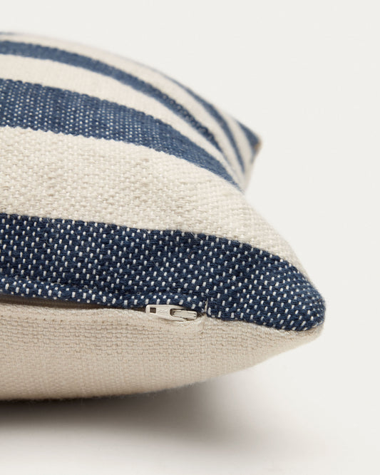 Nans 100% PET cushion cover with white and blue stripes, 45 x 45 cm