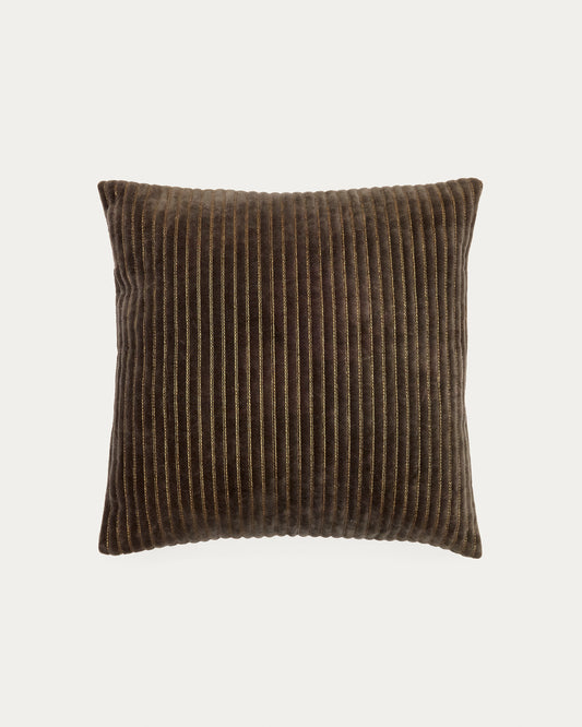 Melkant grey cushion cover 100% cotton velvet with gold lurex stitching detail 45 x 45 cm