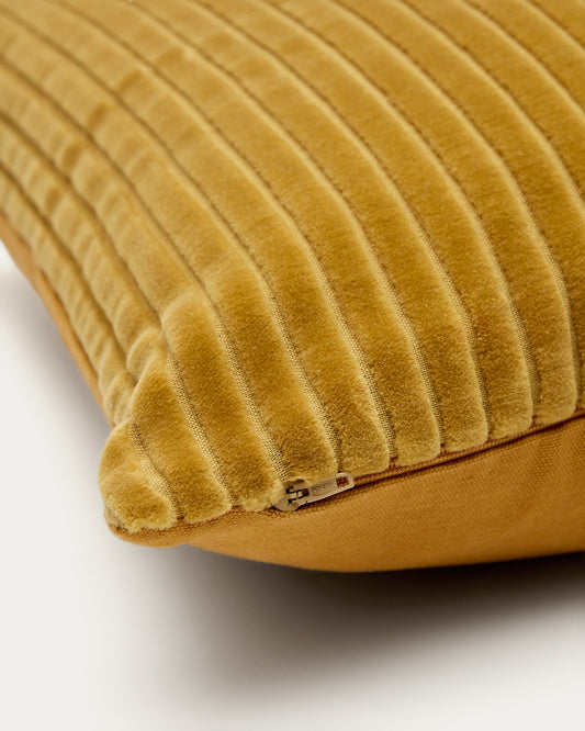 Cadenet cushion cover 100% cotton and mustard velveteen 45 x 45 cm