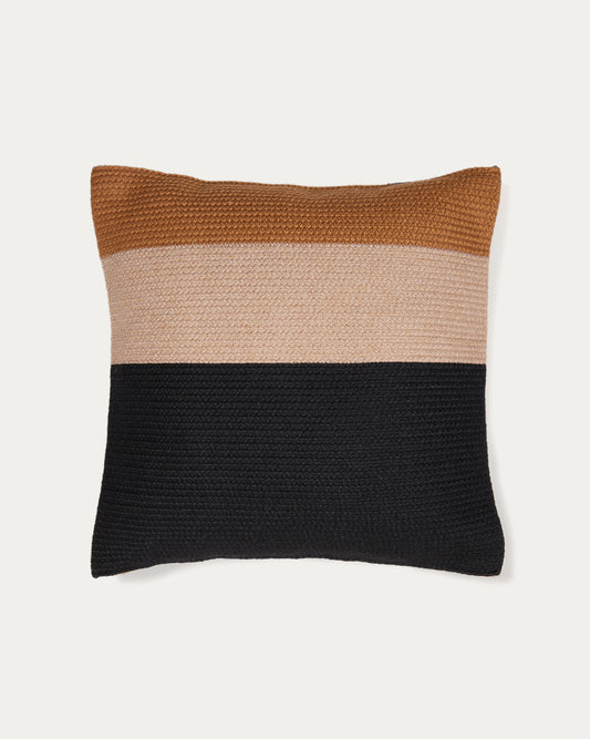 Saigua black and brown striped cushion cover 100% PET 45 x 45 cm