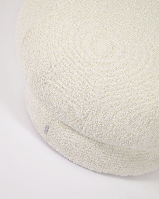 Sarisha round white bouclé pouffe Ø 63 cm