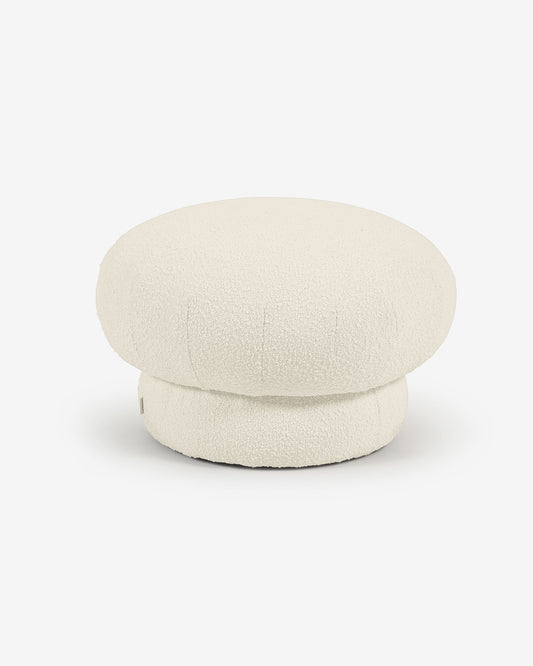 Sarisha round white bouclé pouffe Ø 63 cm