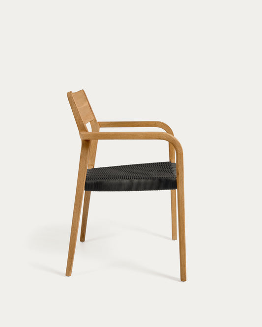 Better stackable chair in solid acacia wood and black cord