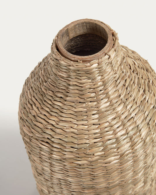 Umma small bamboo vase, with natural fibres and a natural finish