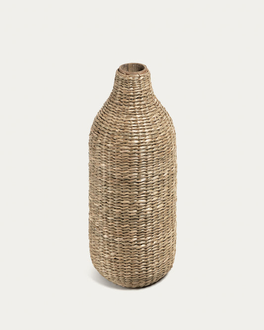 Umma small bamboo vase, with natural fibres and a natural finish