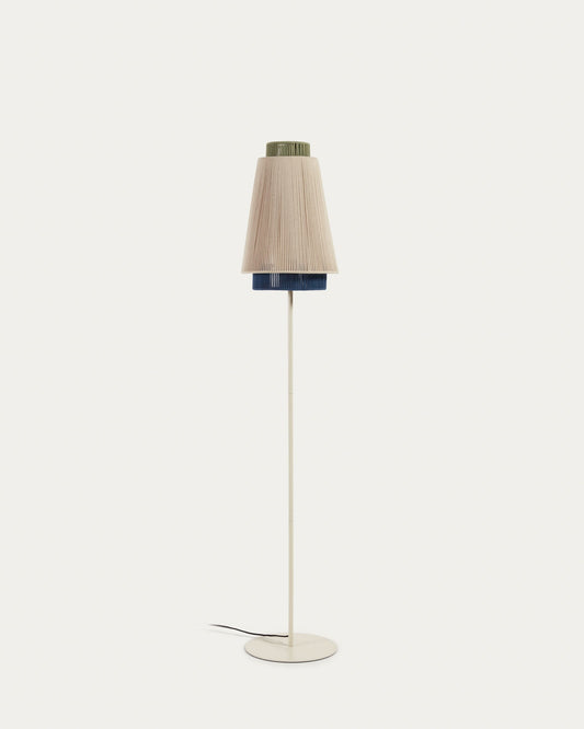 Yuvia cotton floor lamp with a beige and blue finish