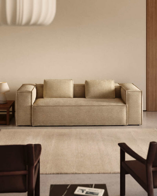 블럭 OEKO-TEX인증 코듀로이 에크루 3인 소파(일자형) 240cm