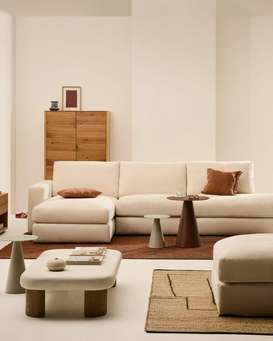Alea removable cover modular sofa 5-seater in natural chenille left chaise longue 340 cm