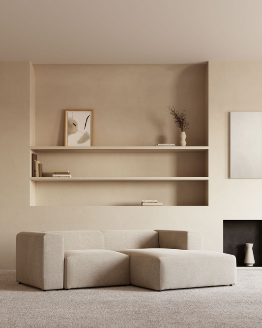 블럭 OEKO-TEX인증 이지클린 베이지 셔닐 2인 소파(정면우측카우치형) 240cm